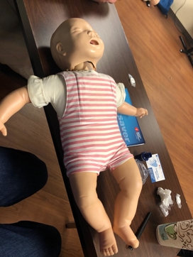 Infant CPR manikin for First Aid Training.
