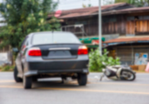 Blur,Automobile,Accident,And,Motorcycle,Collided,On,City,Street,For