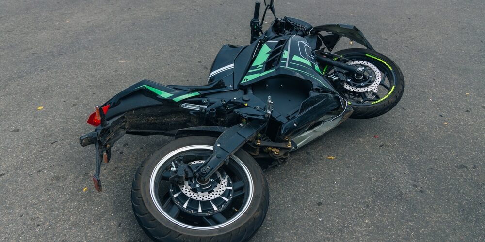 The,Motorcycle,Lies,On,The,Sidewalk,After,A,Road,Trip. Harrisburg motorcycle accident lawyer
